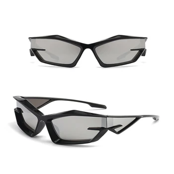 068 нови слънчеви очила future science and technology sense мъжки индивидуалност Y2K вдлъбнати слънчеви очила cat eye дамски Европа и Америка