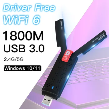 1800 Mbps WiFi 6 двойна лента 2,4 Ghz/5 Ghz Безжична USB Мрежова Wi-Fi Карта, Mini USB 3.0 Адаптер Dongle 802.11 ac Приемник За PC Win 10
