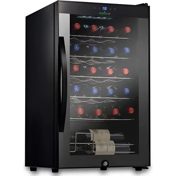 24 големи самостоятелни компресор за бутилки, вино охладител, система за охлаждане на хладилника (черно), цифрови бутони за управление безплатна доставка