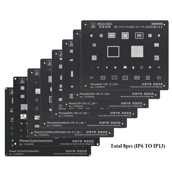 8 бр./лот Черно Набор от Шаблони за Реболлинга BGA за iPhone 13 12 11 Pro MAX XR XS X 8 7 6S 6 CPU IC Чип Оловен Кацане Поялната Окото