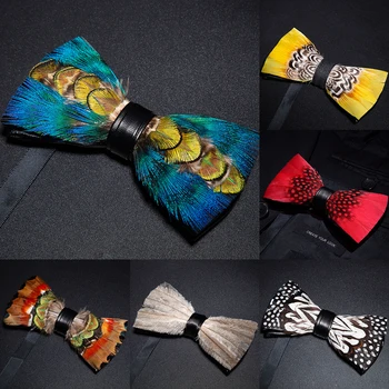 EASTEPIC Нов, модерен мъжки вратовръзки-пеперуда от пера ръчно изработени и изящни аксесоари за бизнес костюми, сватбена парти, подарък за рожден ден