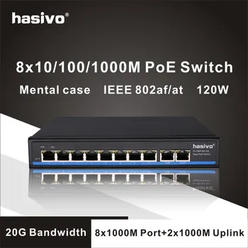 Gigabit switch Poe с 10 порта, който поддържа IP камери IEEE802.3af/at и безжични AP 10/100/1000 Mbit/s, стандарт мрежов комутатор 48