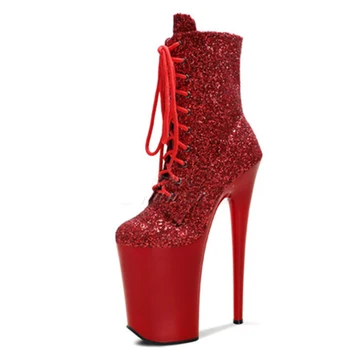 LAIJIANJINXIA/Новост; Пикантен дамски обувки 23 см/9 инча; Обувки за танци на висок ток и платформа; Обувки за танци на един стълб