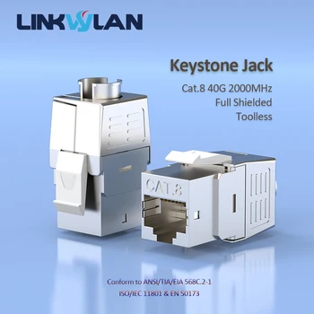 Linkwylan Напълно Нов конектор LW-KJ169-C8 RJ-45 Cat8 Keystone Jack 40 Г 2 Ghz процесор На 2000 Mhz, С изцяло Экранированным Беззубым жак Поддръжка на PoE + 100 W