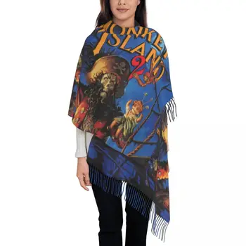 Monkey Island Таен шал с пискюли, по женски мека, приключенски екшън, шал, дамски зимни шалове