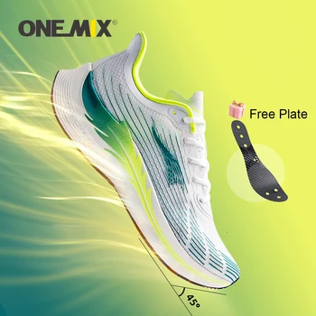 ONEMIX 2023 Мъжки маратонки за бягане с карбоновыми плочи, дишаща състезателни, спортни обувки, ежедневни меки нови тенденция на улични мъжки маратонки за ходене