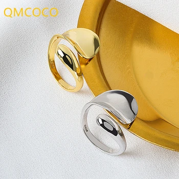 QMCOCO сребрист цвят, класически шик дизайн, пръстен с капка вода, гладка, лесно, индивидуално, регулируем пръстен, бижута за жени