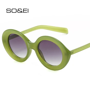 SO & EI Модерни дамски слънчеви очила овалния желеобразного цвят нюанси UV400, реколта маркови дизайнерски очила с наклон, мъжки тенденция слънчеви очила