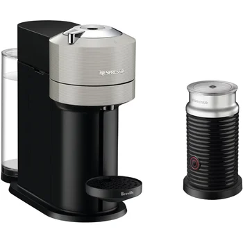 Tea Breville Vertuo Next светло сив цвят плюс вспениватель мляко Aeroccino3 черно кафе машина