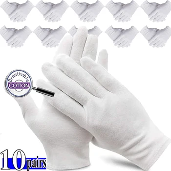 Бели памучни работни ръкавици за сухи ръце, ръкавици за работа с фолио, СПА-ръкавици, церемониални ръкавици с висока еластичност, ръкавици, инструменти за почистване на домакински