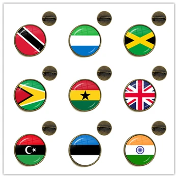 Брошки С Националния Флаг Тринидад, Сиера Леоне, Ямайка, Гайана, Гана, гибралтар, Великобритания, Ливан, Естония, Индия, Стъклени Игли за Яката с Кабошонами За Жени