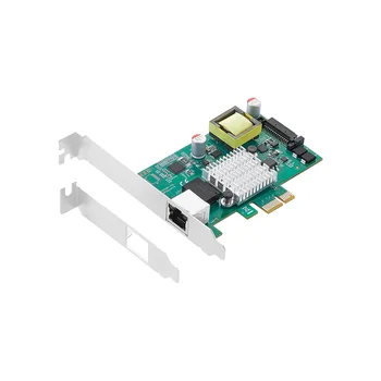 Гигабитная карта PCIE до 2,5 G POE с един порт, RJ-45 Gigabit PCIe X1 PoE + Ethernet Мрежова карта с рамка, 802.3 At I225 С чип