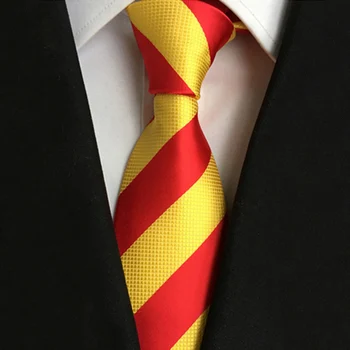 Ежедневни и удобно пазаруване, модерен вратовръзка, нов стил, вратовръзка в червено-жълта лента за мъжки костюм, вратовръзка за сватбени партита, вратовръзки