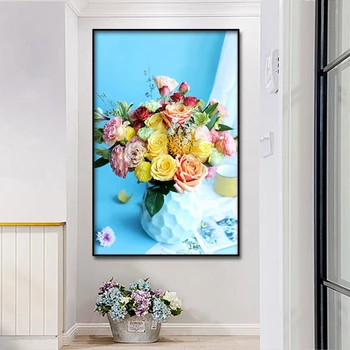 Многоцветен композиция от рози, 1 бр., модерен начало декор на стените, платно, художествена HD печат, живопис върху платно за хол