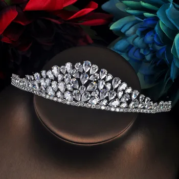 Мода във формата на капка вода за младоженци, сватбена корона, диадема принцеса с кристали, аксесоари за коса, шоу за годеж, C-64