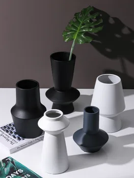 Модерен е черно-бяла керамична ваза, мебели, украса за дома, хол, работен плот, занаяти, хотел, магазин, клуб, аксесоари, украса