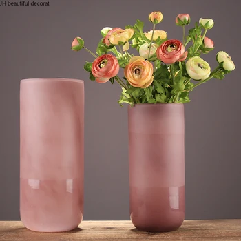 Модерна проста цветна ваза от матирано стъкло, декорация за дома масата за вечеря, Цветя договореност, аксесоари за декориране на дневната