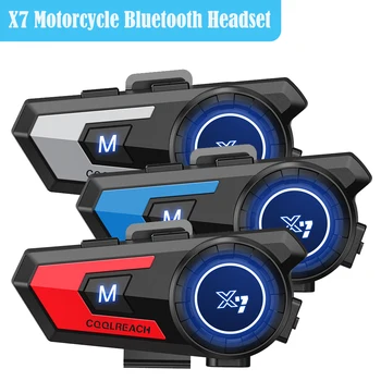 Мотоциклетът Bluetooth слушалка X7 с цветни светлини Безжичен Bluetooth-каска слушалки с микрофон 2 в 1 хендсфри IP67
