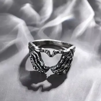 Реколта пръстени с една илюзорна с пръсти, за жени, мъже, юноши, ретро класически отворено регулируем пръстен с нокът Адского призрак, модни бижута