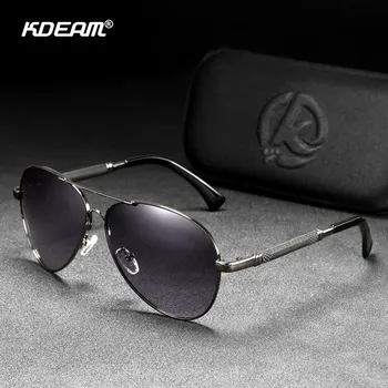 Слънчеви очила KDEAM с лещи 61 мм, мъжки слънчеви очила Pilot, метален материал с ефект на паметта, поляризирани очила за голф, плажни очила с защитен калъф