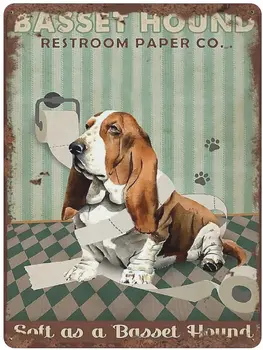 Тоалетна хартия за кучета от Мека, Бъгита Куче, ретро метална лидице табела, забавно куче, украса за баня, домашен офис