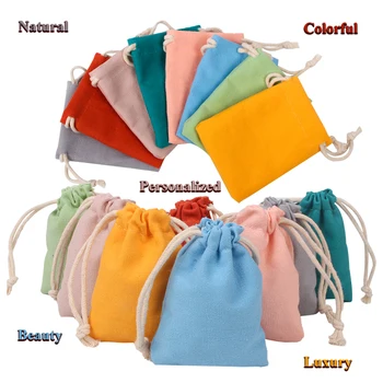 10 бр./лот, опаковане на естествени сапуни, бижута джоб, цветни памучни холщовые чанти, чанта конфетного цвят, за да може с персонализирано лого