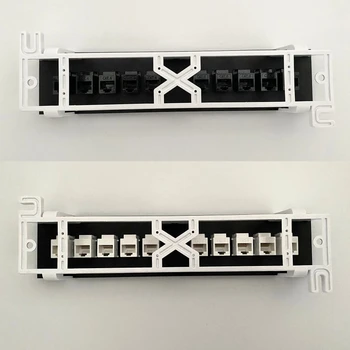 10-портов директен премина панел CAT6 мрежови кабел RJ45 адаптер Keystone Jack, Ethernet разпределителните рамка UTP 19 инча
