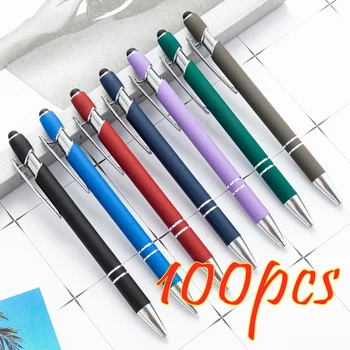 100шт Метална химикалка химикалка химикалка със сензорен екран Гравиране на текст, лого дизайн по поръчка на Офис училищна рекламна писалка лазерно гравиране на поръчка