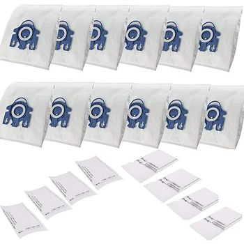 12 Торбички за прахосмукачка + 8 филтри, съвместими с HyClean Miele GN 3D 10408410, торби за прахосмукачка Classic C1 Efficiency