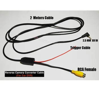 2-метров кабел RCA-2.5 мм AV кабел за камера за задно виждане за кола, кабел конвертор за автомобил на видеорегистратора, система за помощ при паркиране
