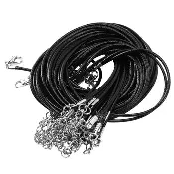 20 броя 20 инча, черен вощеного кабел за колие със закопчалка на едро за направата на гривни, колиета и бижута