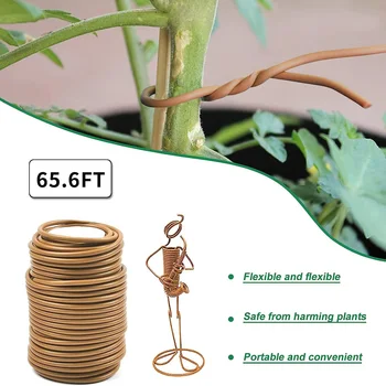 20 м, ролетни телена спирала на основата на Зелен канап за растенията Градинарство Мека гъвкава гъвкава тел за укрепване на растенията, кабелна спирала замазка