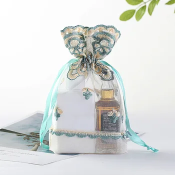 2020 Подарък пакет със завързана шнурком, бижутериен опаковъчен торбичка за подарък торбичка за гривна, торбичка за парфюм с аромат на сухо цвете, може да се коригира