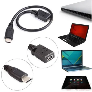 25 см USB3.1 Тип C Съединители mini 5Pin USB 2.0 Женски Кабел за Предаване на Данни Кабел за Nexus 5X6 P 0,25 м