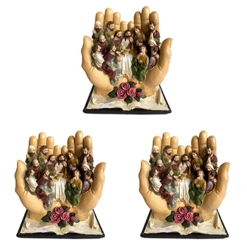 3 ПЪТИ на Сцената на тайната вечеря на Исус и 12 ученици Религиозна статуя на християнската католическа статуетка Декор декоративен подарък-A