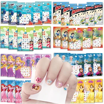 5 бр. стикери за нокти с дизайн на Дисни, детски принцеса, Мики, замразени стич, аниме, стикер за дизайн на ноктите 