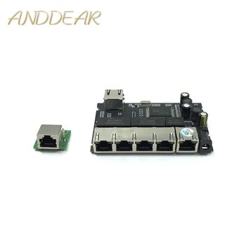 5-портов модул gigabit комутатор широко се използва в led линия, 5-портов модул мини-ключа с пинов порт 10/100/1000 м, дънна платка PCBA
