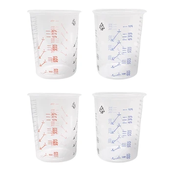 50 Пластмасови чашки за смесване на бои, контейнер за смесване обем 600 мл за прецизно смесване на бои и течности (различни цветове)