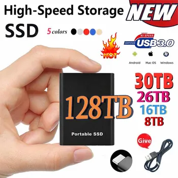 500 GB Преносим SSD Високоскоростен пренос на данни 1 TB И 2 TB 4 TB 8 TB 16 TB Външен Твърд диск Интерфейс USB Type-C Устройство за масова памет