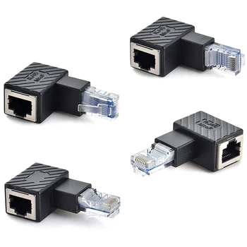 90 Градуса правоъгълен датчик RJ45 между мъжете и жените, удължителен кабел Ethernet LAN, мрежов кабел, удължител за компютър