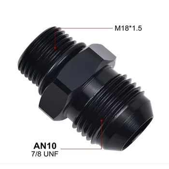 AN10 10 an до M18x1.5 Метричен мъжки фитинг Директен адаптер Алуминий черен