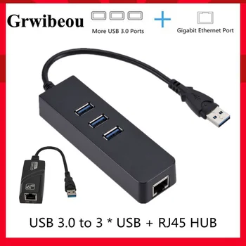 Grwibeou Преносим USB 3.0 Хъб USB-Хъб Multi-USB Splitter3 Hab Използвате захранващ Адаптер 4/7 Пристанища Multi-Удължител 2,0 USB3 Хъб с Ключ