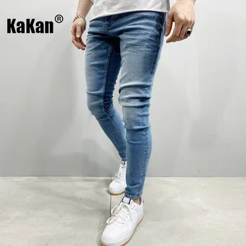 Kakan - Висококачествени европейски и американски мъжки ластични панталони, дънки за малки крака, нови Дълги дънки K05-011 пролет-есен