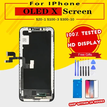 OLED iPhone X LCD дисплей с 3D сензорен екран, цифров преобразувател в събирането, без смяна на мъртви пиксели, incell TFT за iPhone X