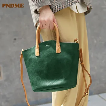 PNDME, модни реколта дамски малка дамска чанта от естествена кожа, простата и луксозна дамска чанта на рамото от естествена телешка кожа