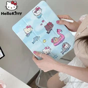 Sanrio Hello Kitty Защитен калъф за Ipad Pro 11 12.9 Apple Air 4 5 Луксозен огледален калъф с един слот за писалка калъф за Ipad 8 9 10 поколение