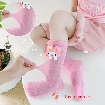 Sanrio My Melody Kawaii Аниме Летни мрежести чорапи с дрямка, сладки мультяшные чорапи с шарките на 