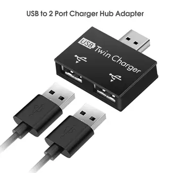 USB мини-хъб от мъжки към 2-портовому USB конектора с двойно зарядно устройство, сплитер, адаптер-конвертор, комплект за мобилен телефон, led захранващ адаптер