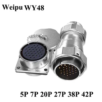 Weipu WY48 Промишлена водоустойчив авиационна изход штекерный конектор фиксиран и подвижен захранващ адаптер 5 7 20 27 38 42 Пин