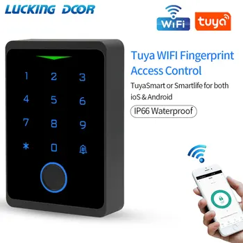 Wifi клавиатура достъп до вратата с подсветка на Hristo, пръстови отпечатъци, водоустойчив RFID карта на 125 khz, четец EM-карти за контрол на достъп Wiegand 26 34